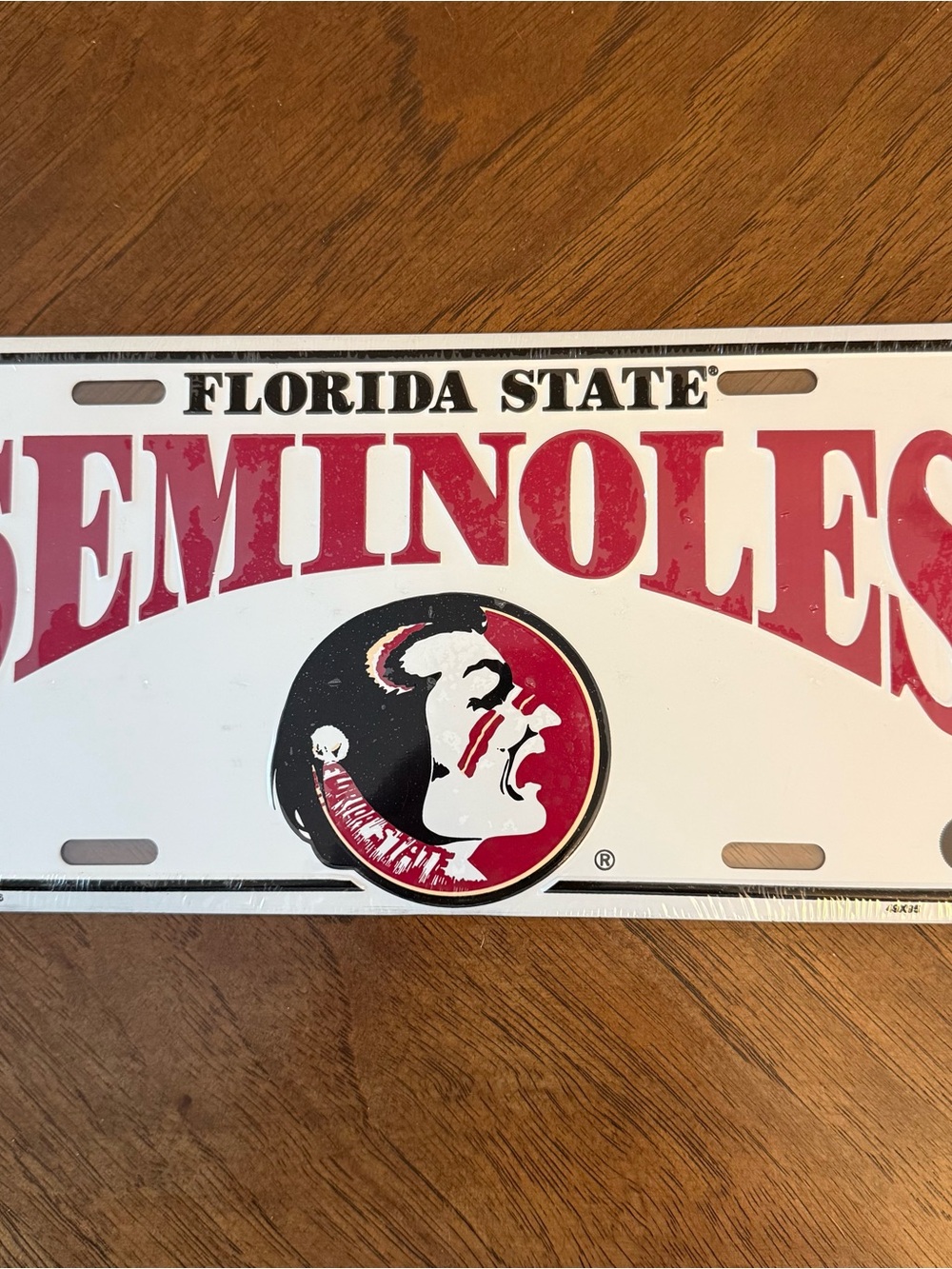 Florida State Seminoles License Plate - White and Garnet New in Packaging